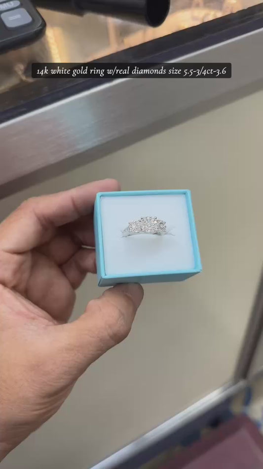 14k white gold ring w/real diamonds size 5.5-3/4ct-3.6