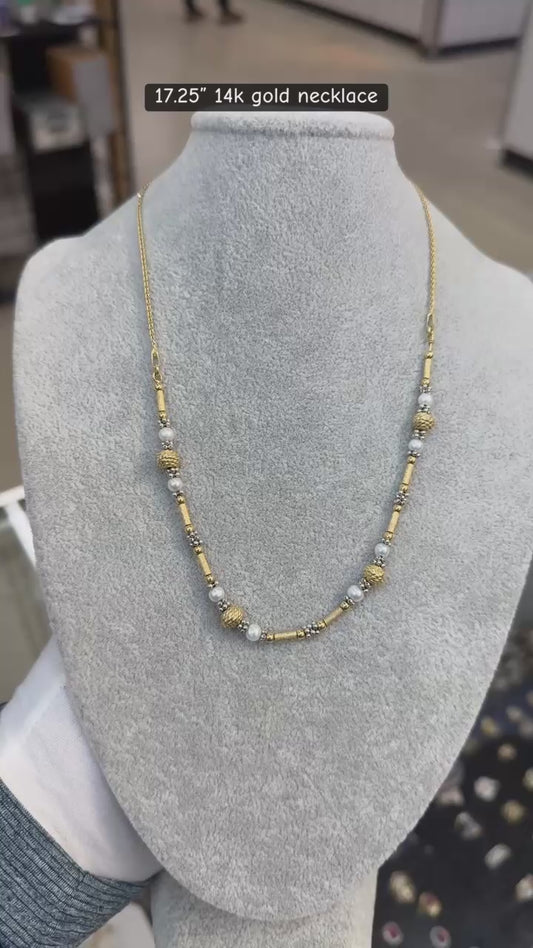 17.25" 14k gold tri color necklace