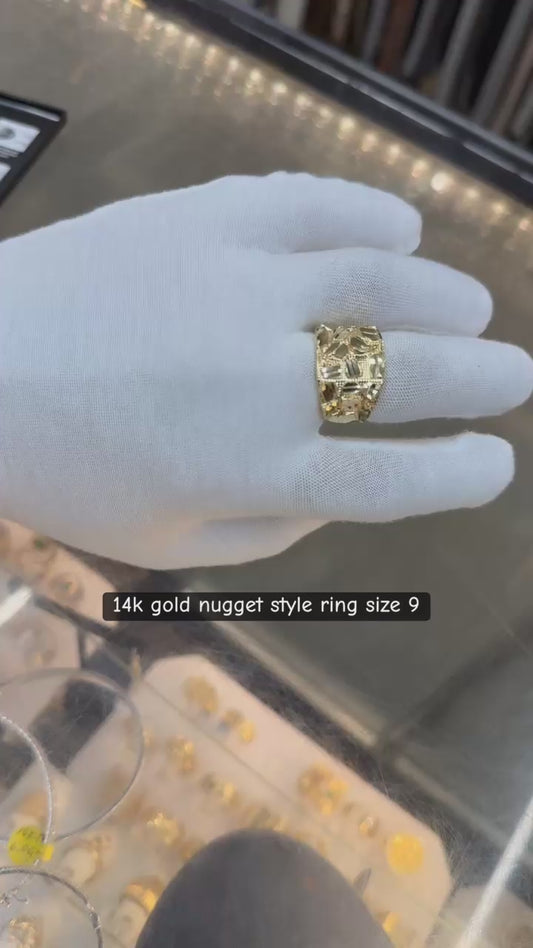 14k gold nugget style ring size 9