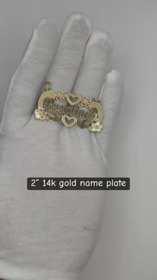 2” 14k gold name plate (Rosalinda)
